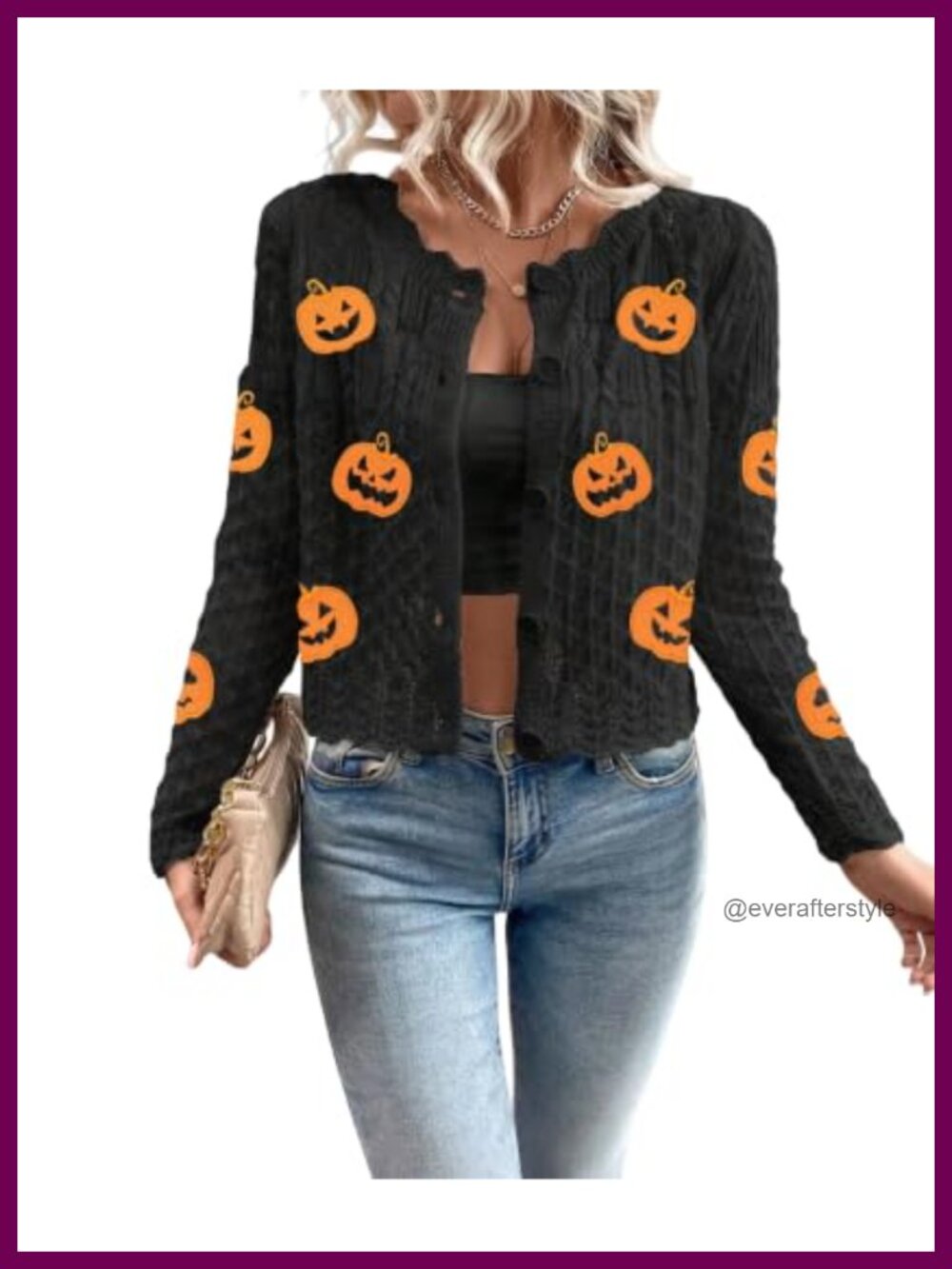 Womens Hollow Out Knit Cardigan Scalloped Crewneck Cropped Button Sweater